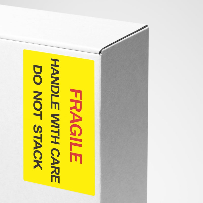 Hybsk 2x3 inch 300pcs Fragile Stickers for Shipping Moving Handle with Care Do Not Stack Yellow Warning Labels (Type 1) - Image 5